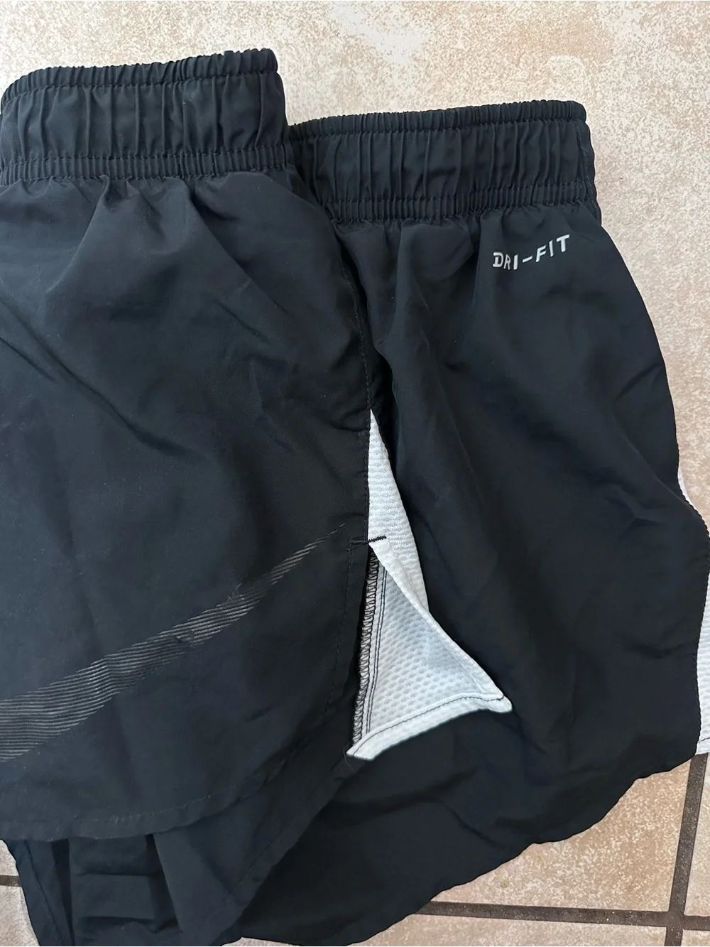 Nike Black Athletic Shorts with White Drawstring